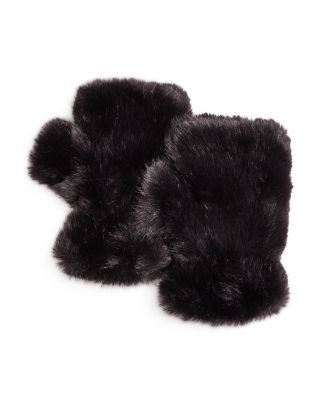 Aqua Faux Fur Fingerless Gloves - Exclusive