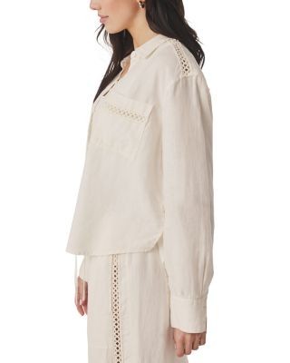 Splendid Stella Linen Trim Button Down Shirt