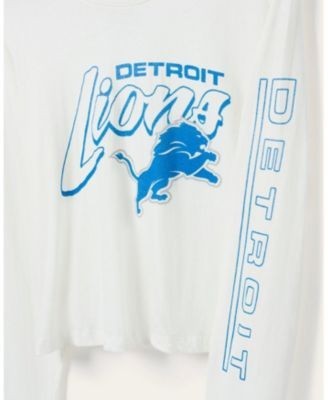 Junk Food Clothing Women's Nfl Detroit Lions Touchdown Long Sleeve Cropped Tee