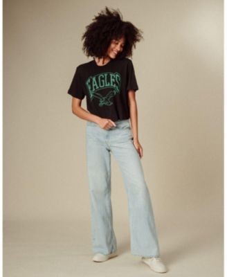 Junk Food Clothing Women's Nfl Philadelphia Eagles Blitz Mock Neck Crop Tee