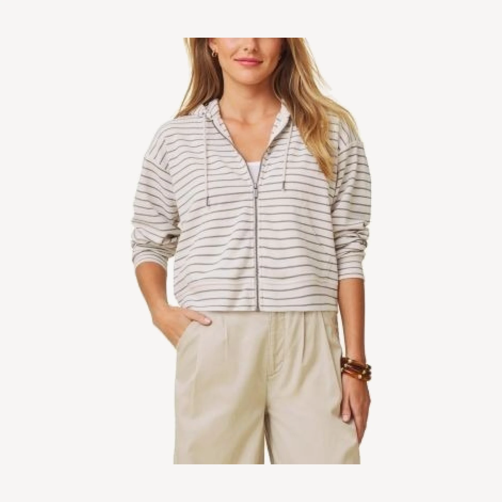 Splendid Kennedy Stripe Zip Up Sweatshirt
