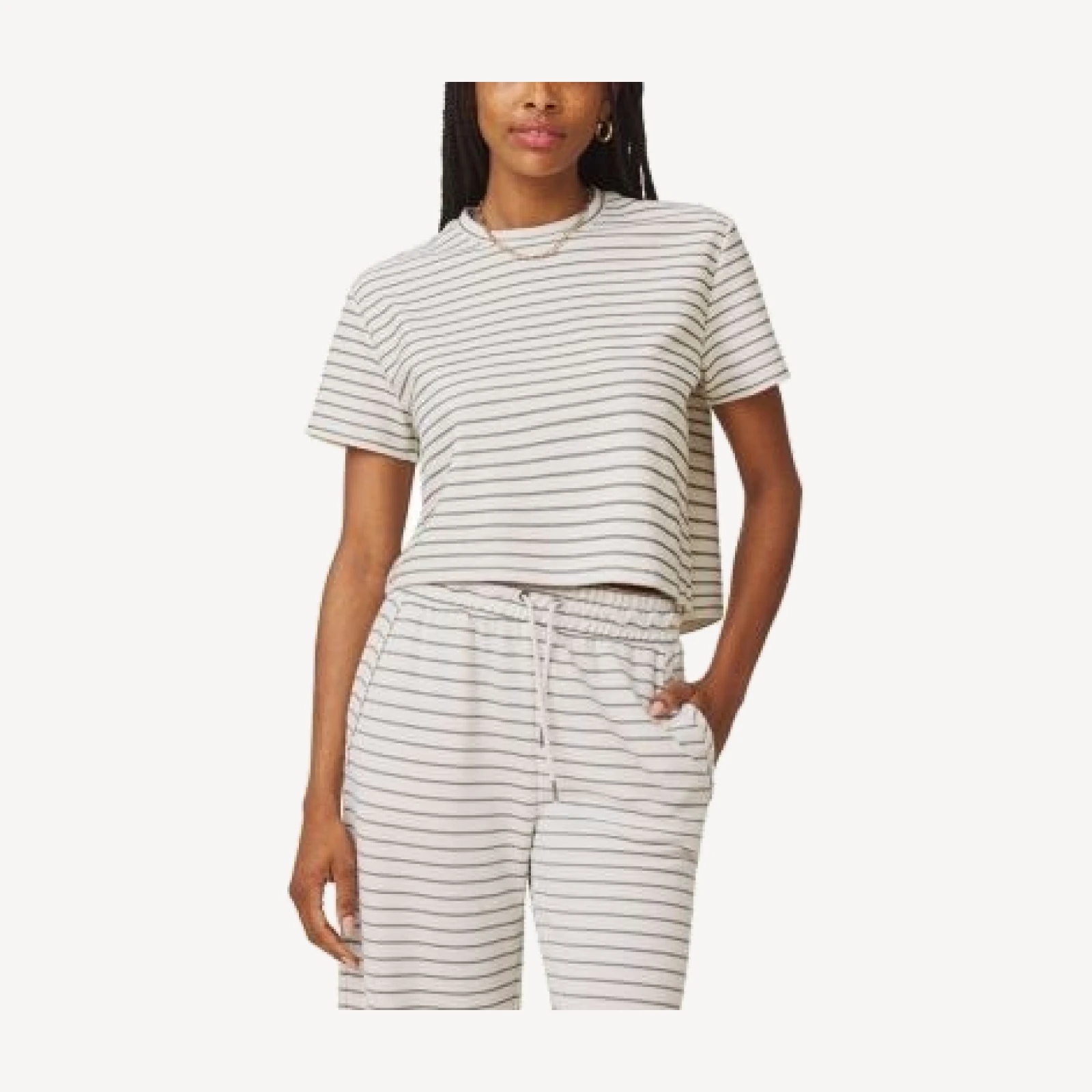 Splendid Kennedy Stripe Short Sleeve Sweatshirt