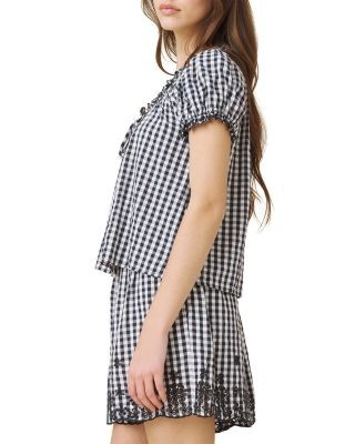 Splendid Gigi Gingham Puffed Sleeve Blouse