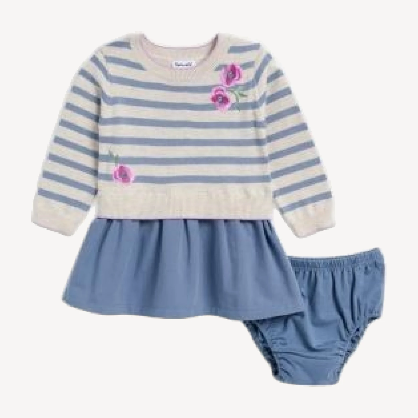 Splendid Girls' Sage Embroidered Flower Dress - Baby