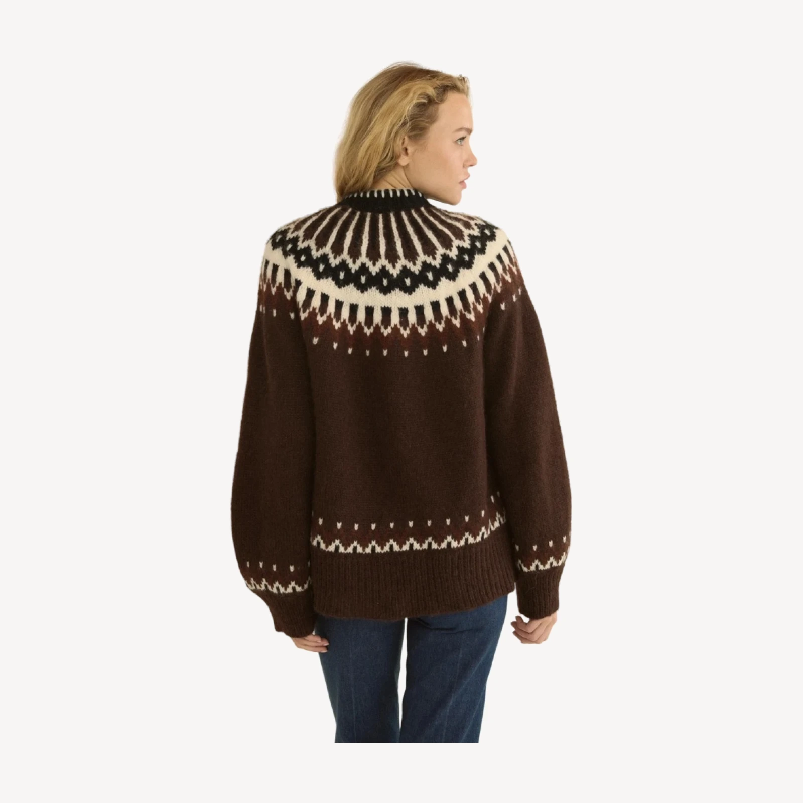 HUE CARDIGAN -- BRUN ABERDEEN FAIR ISLE
