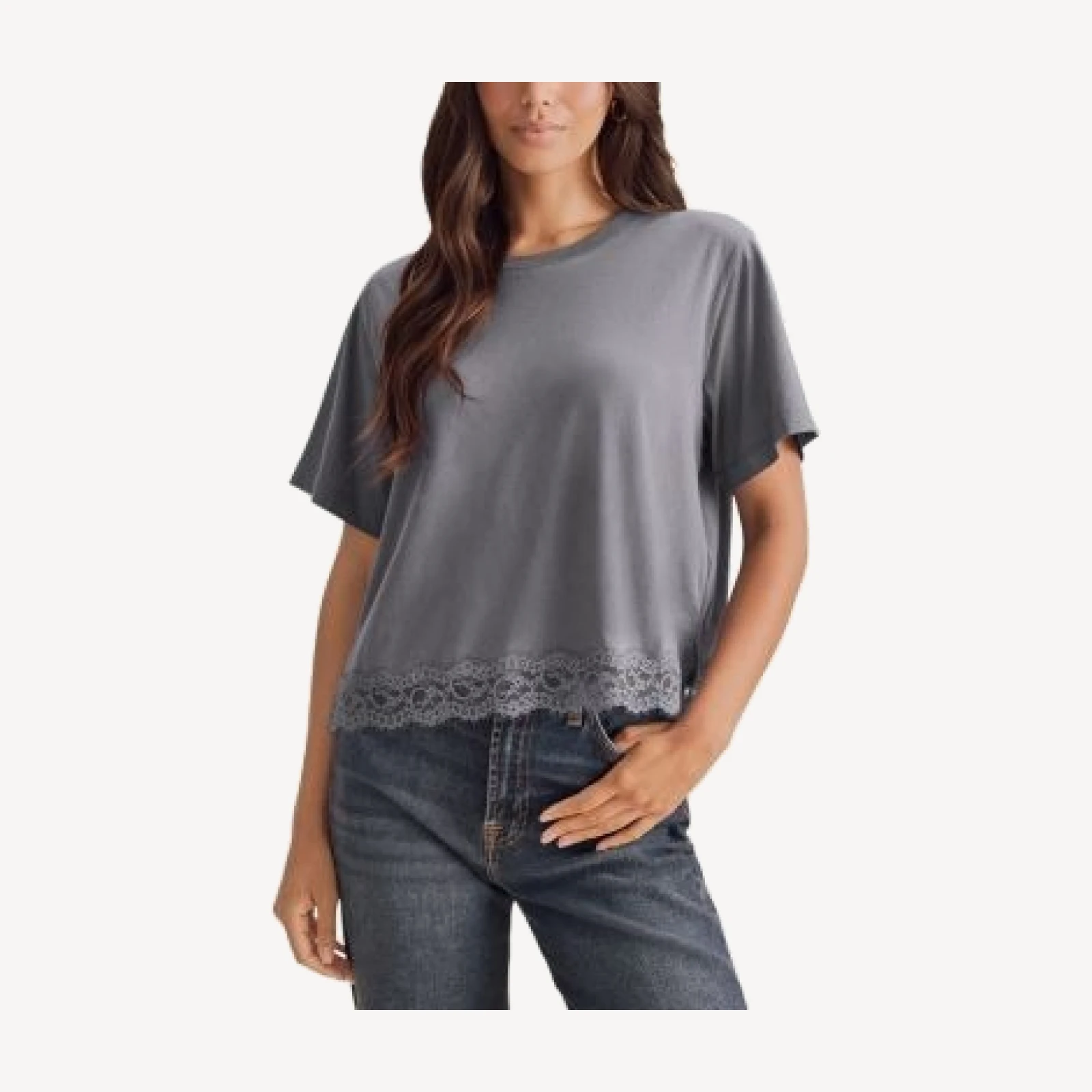 Splendid Lainey Lace Trim Short Sleeve Tee
