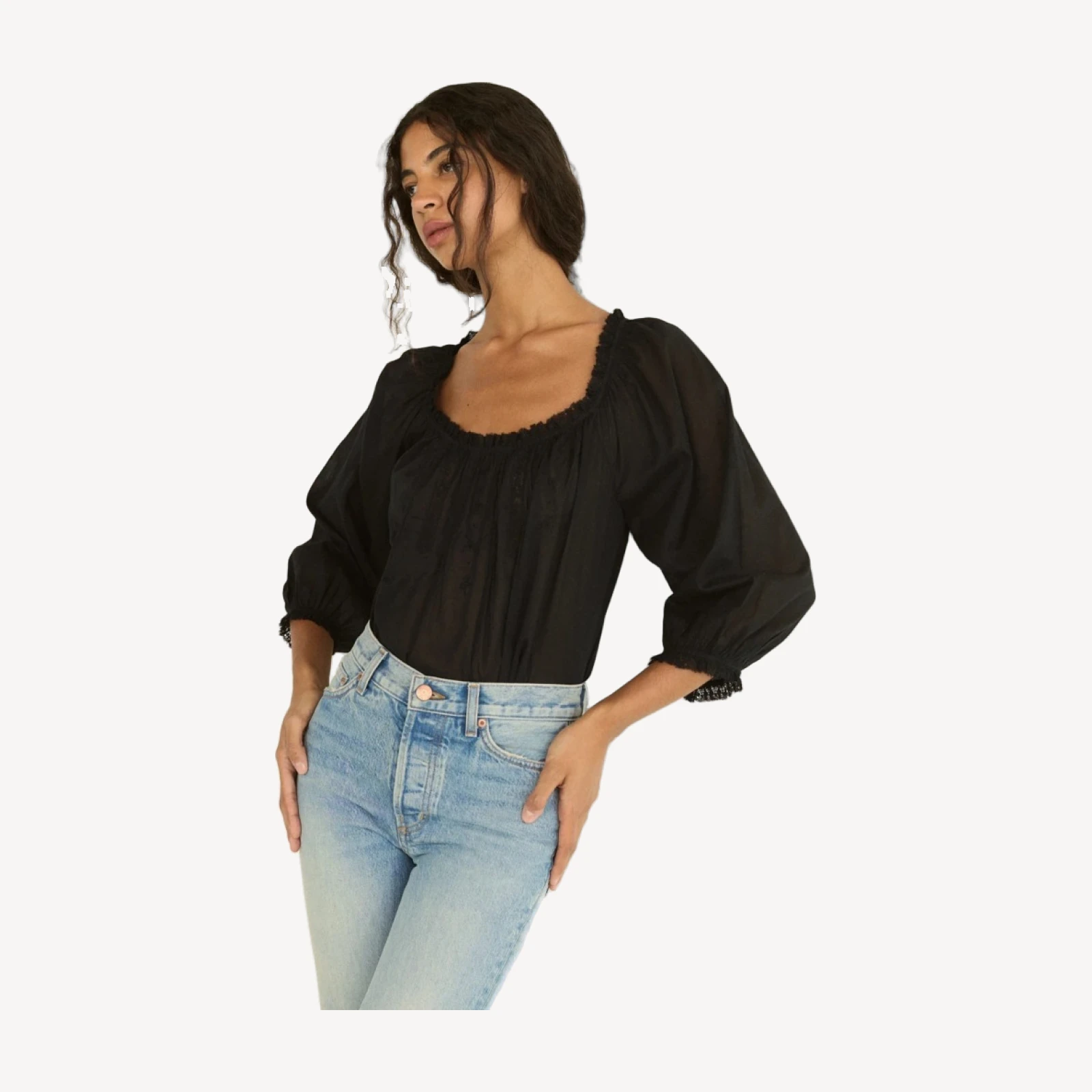 FLORINE TOP -- BLACK