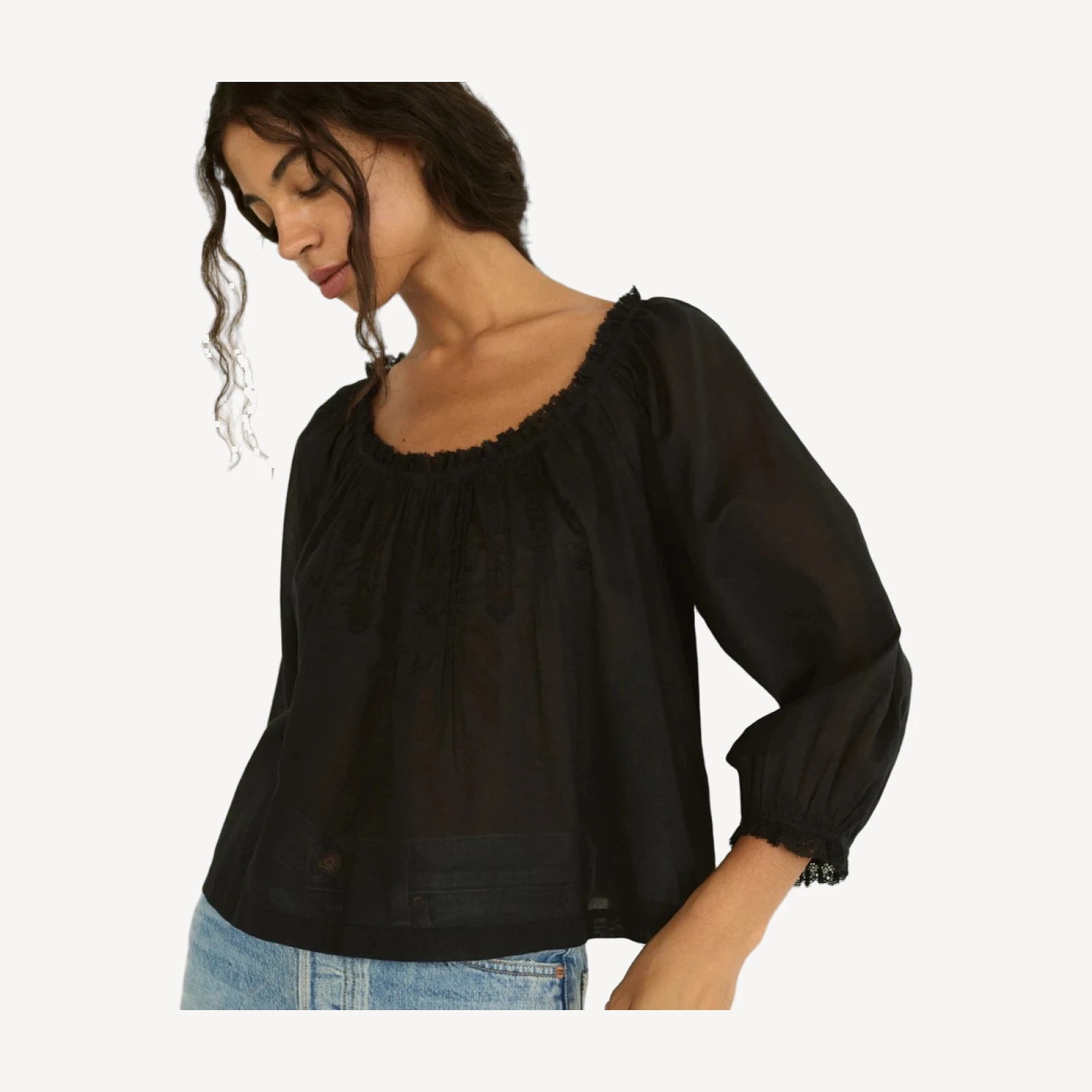 FLORINE TOP -- BLACK