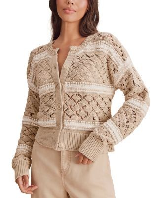 Splendid Bennett Cotton Open Knit Pattern Cardigan