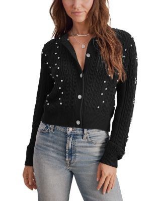 Splendid Chandler Faux Fur Collar Embellished Sweater