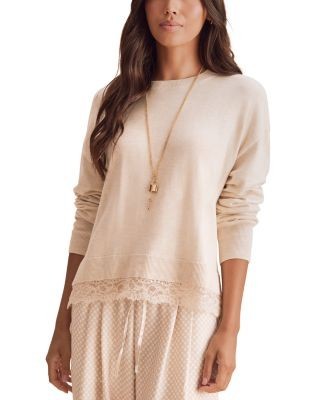 Splendid Georgie Lace Trim Pullover Sweater