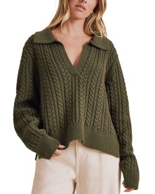 Splendid Jenson Cable Knit Polo Sweater