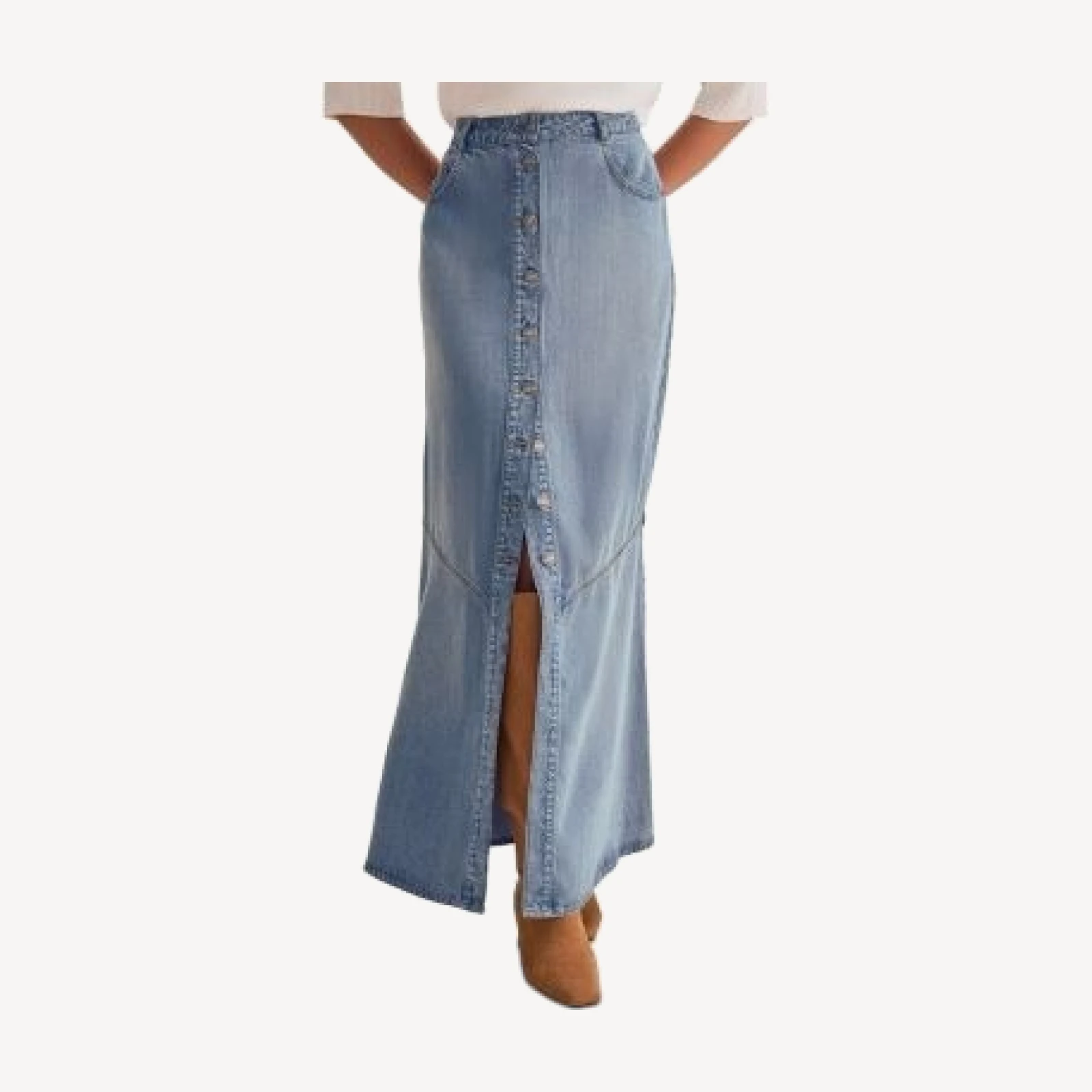 Splendid Shank Front Denim Long Skirt