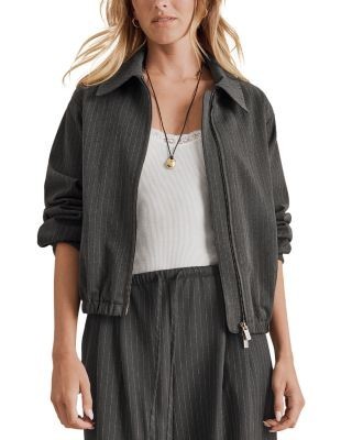 Splendid Blake Pinstripe Zip Front Jacket