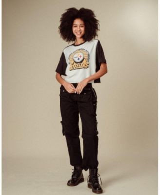 Junk Food Clothing Women's Nfl Pittsburgh Steelers Color Block Crop Tee