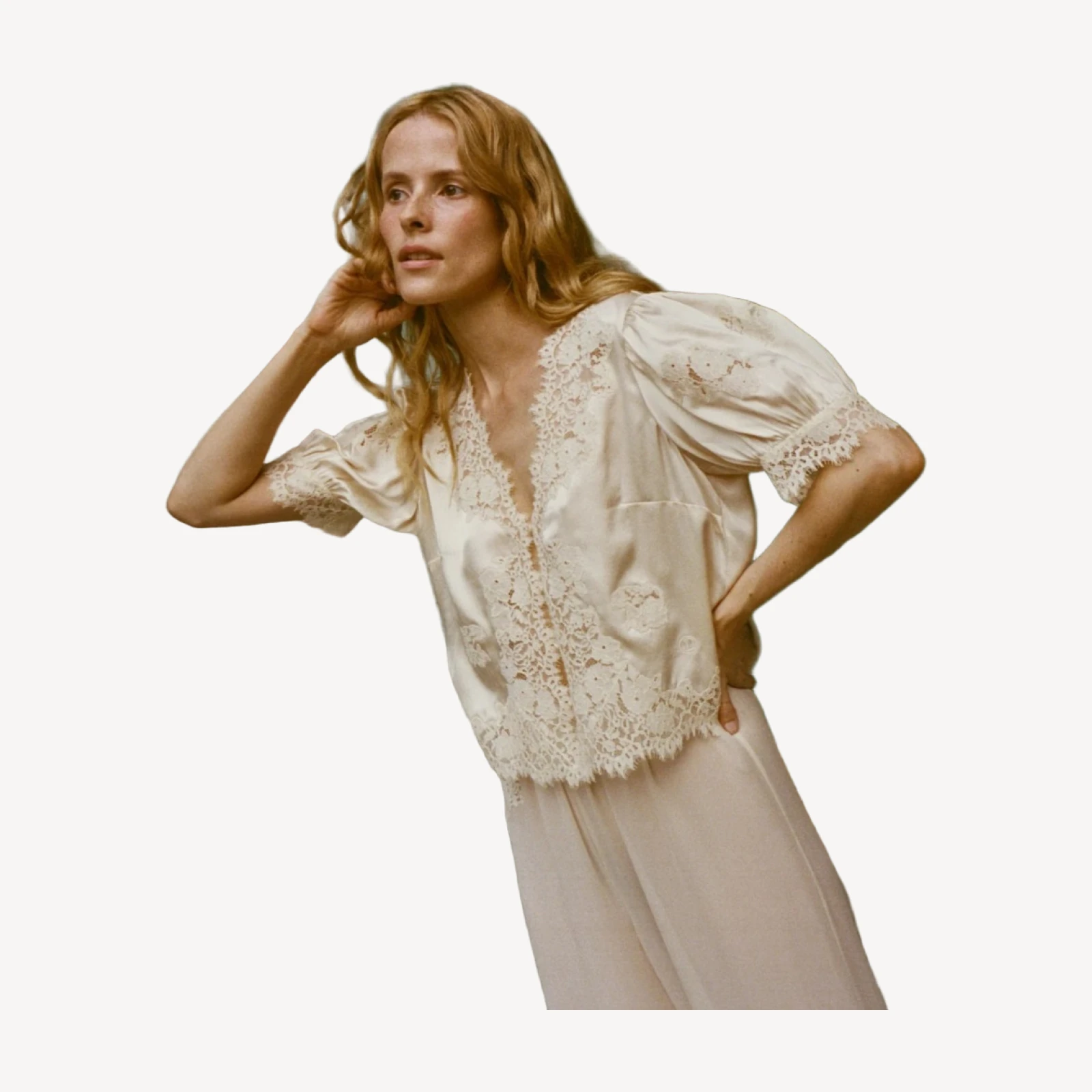 IDELLA SILK SATIN TOP -- CANDLELIGHT