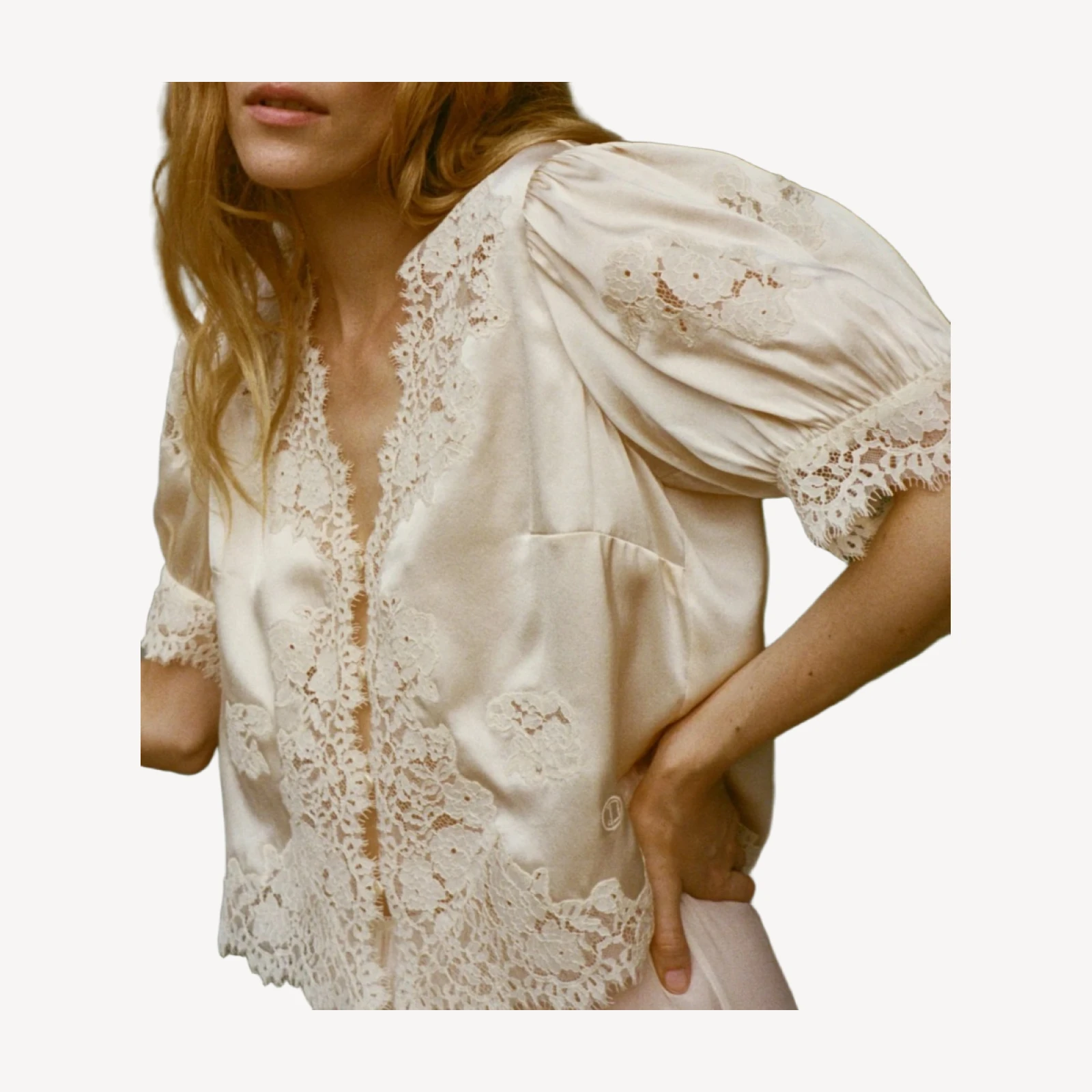 IDELLA SILK SATIN TOP -- CANDLELIGHT