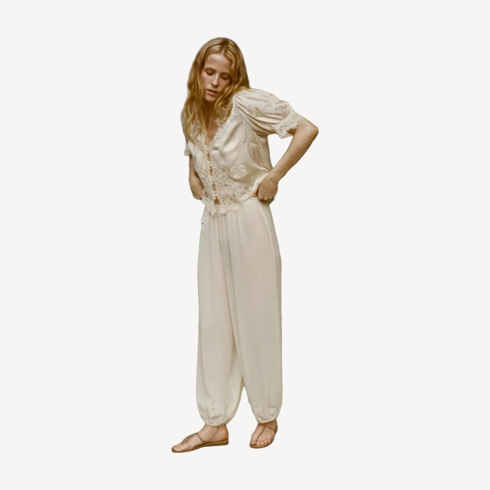 IDELLA SILK SATIN TOP -- CANDLELIGHT