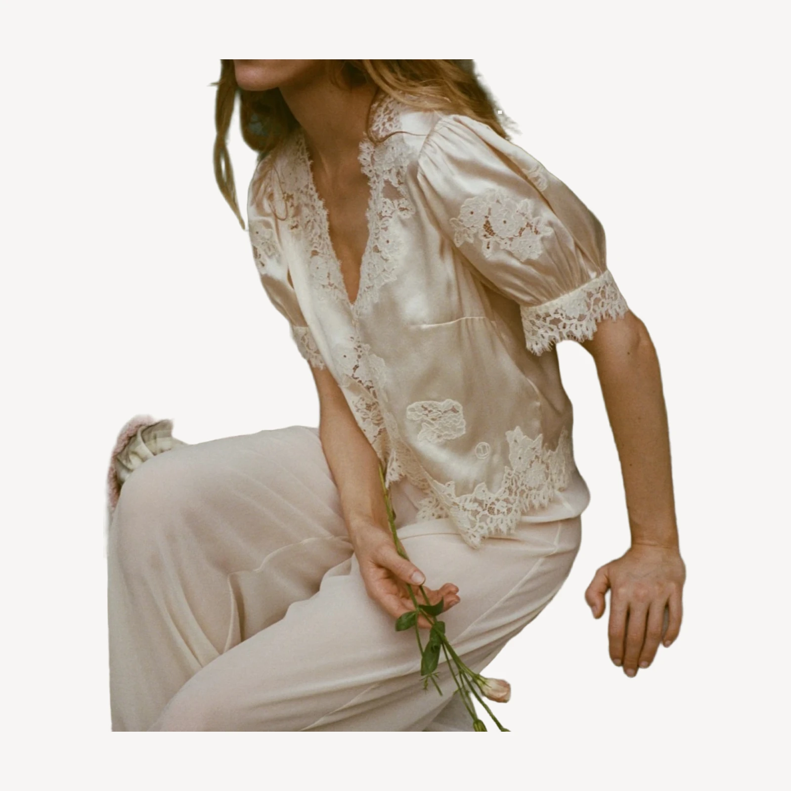 IDELLA SILK SATIN TOP -- CANDLELIGHT