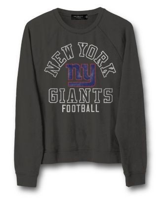 Junk Food Clothing Women's Nfl New York Giants Flocked Raglan Crew Fleece Sweatshirt