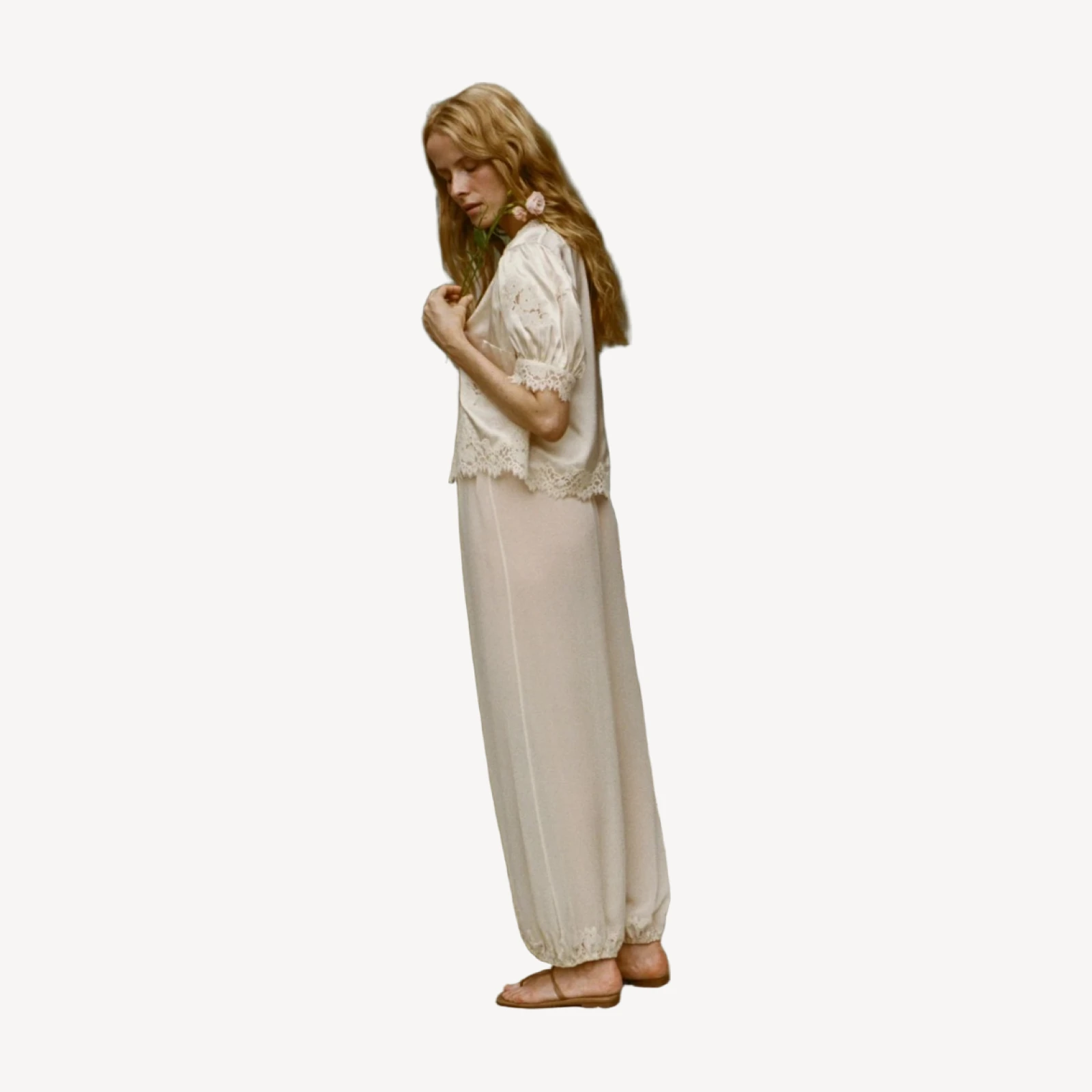 IDELLA SILK SATIN TOP -- CANDLELIGHT