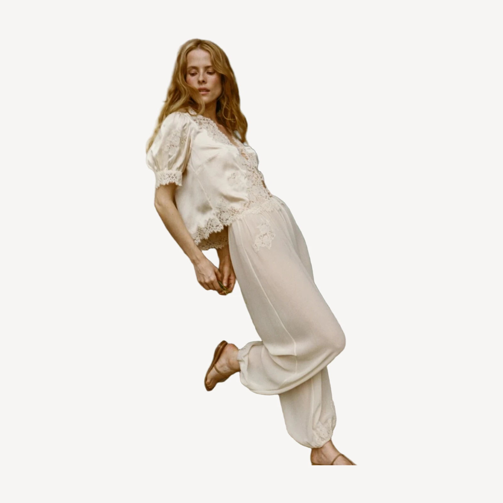 IDELLA SILK SATIN TOP -- CANDLELIGHT