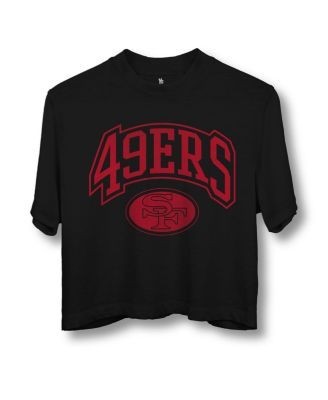 Junk Food Clothing Women's Nfl San Francisco 49ers Blitz Mock Neck Crop Tee