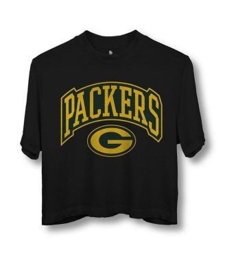 Junk Food Clothing Women's Nfl Green Bay Packers Blitz Mock Neck Crop Tee