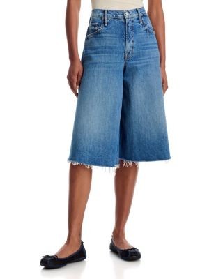 Mother The Whole Lot Flutter Fray Denim Bermuda Shorts