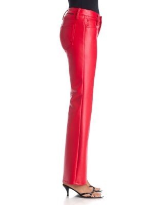 Mother The Jinx Mid Rise Flared Jeans in Cherry Red