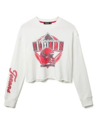 Junk Food Clothing Women's Nfl Houston Texans Helmet Crop Fleece Sweatshirt