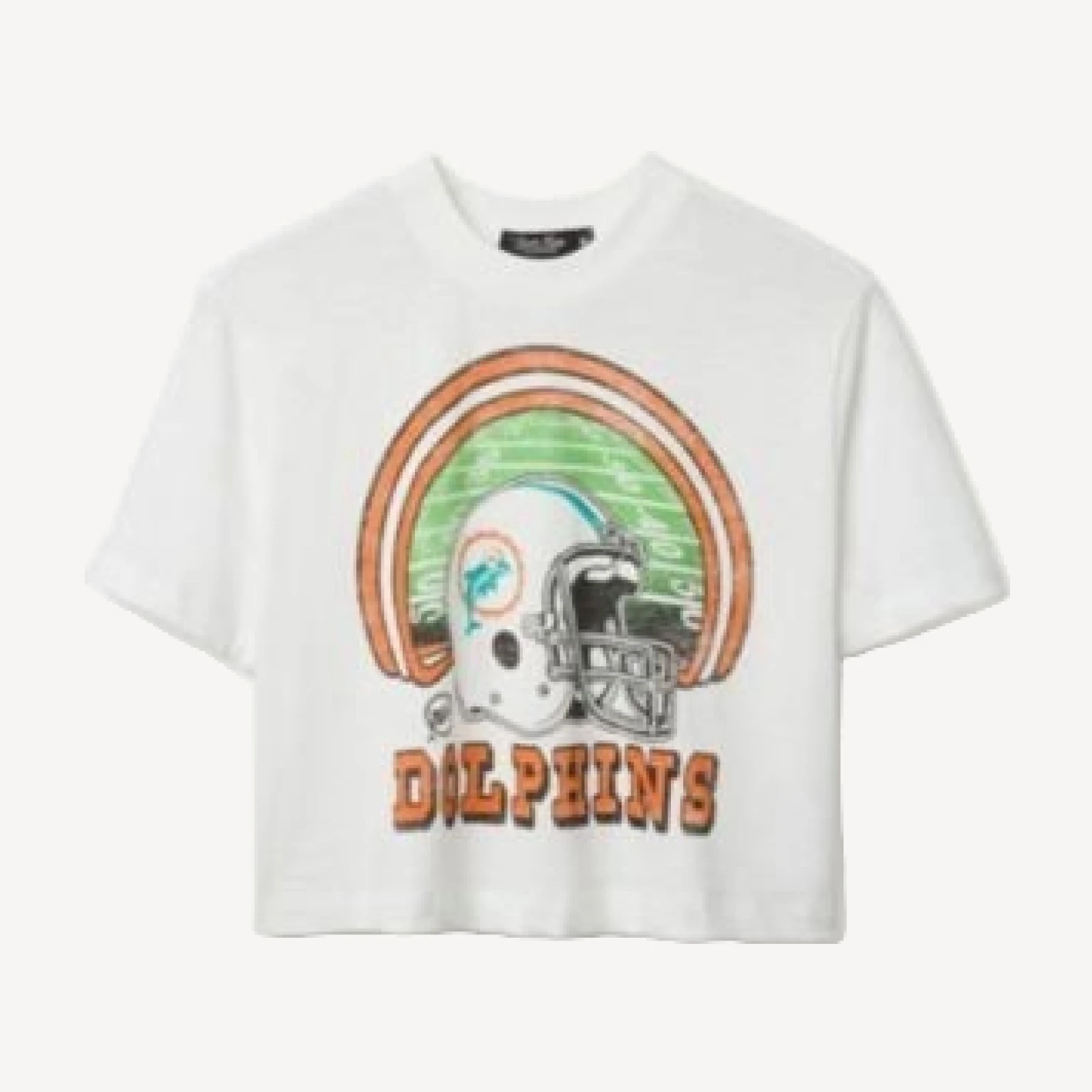 Junk Food Clothing Women's Nfl Miami Dolphins Game Time Mock Neck Crop Tee