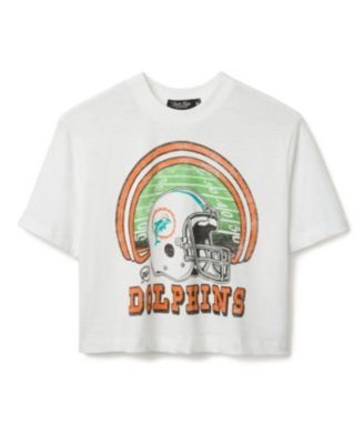 Junk Food Clothing Women's Nfl Miami Dolphins Game Time Mock Neck Crop Tee