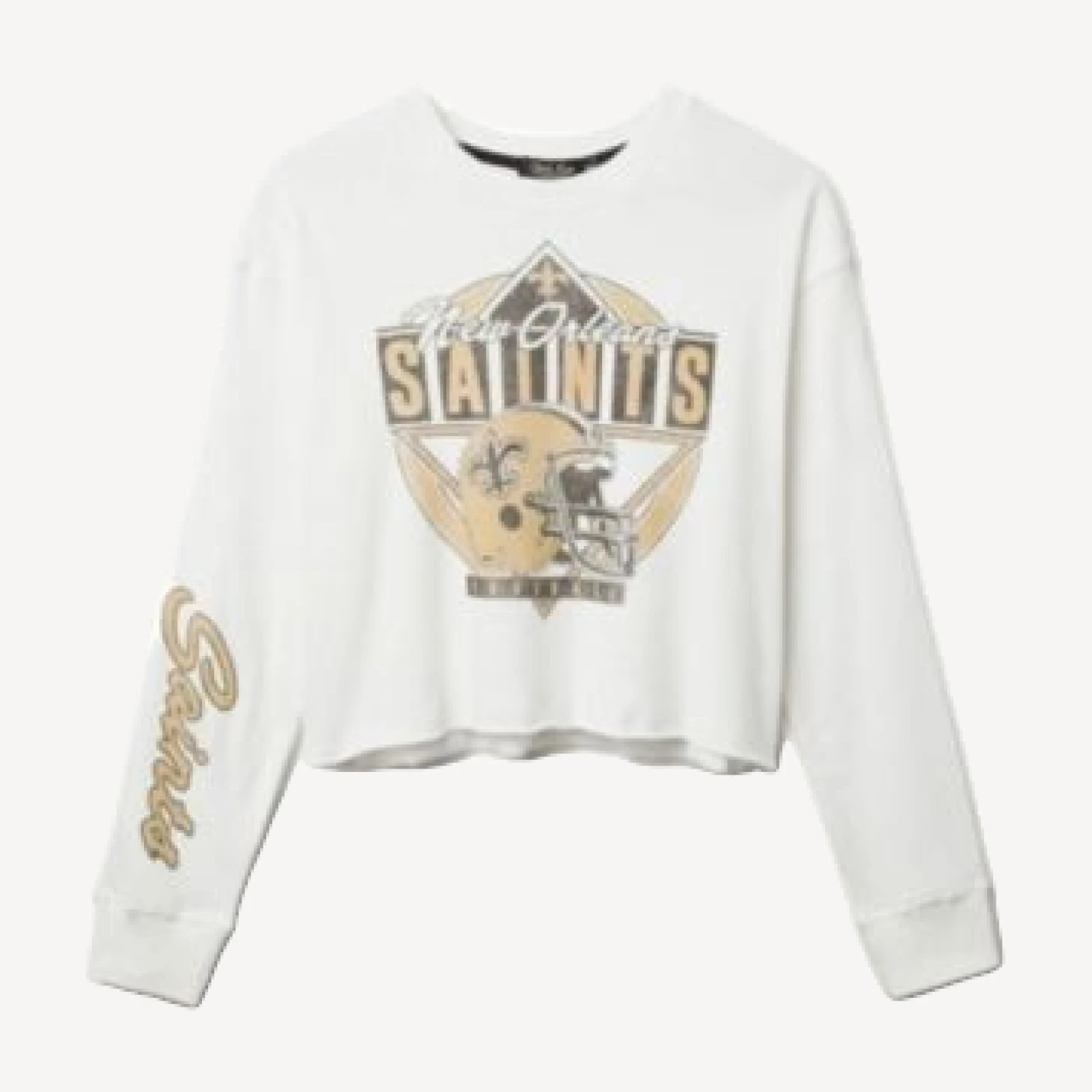 Junk Food Clothing Women's Nfl New Orelans Saints Helmet Crop Fleece Sweatshirt