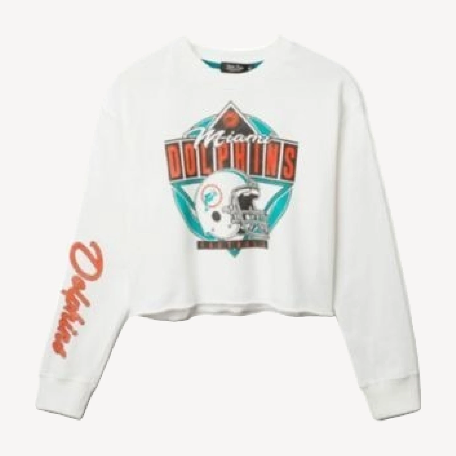 Junk Food Clothing Women's Nfl Miami Dolphins Helmet Crop Fleece