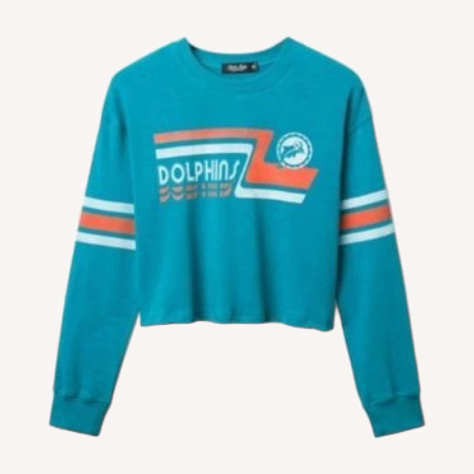 Junk Food Clothing Women's Nfl Miami Dolphins Retro Crop Fleece Sweatshirt