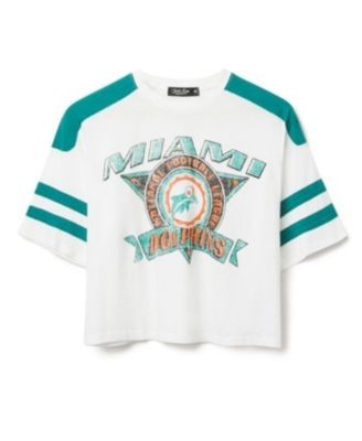 Junk Food Clothing Women's Nfl Miami Dolphins Striped Crop Tee