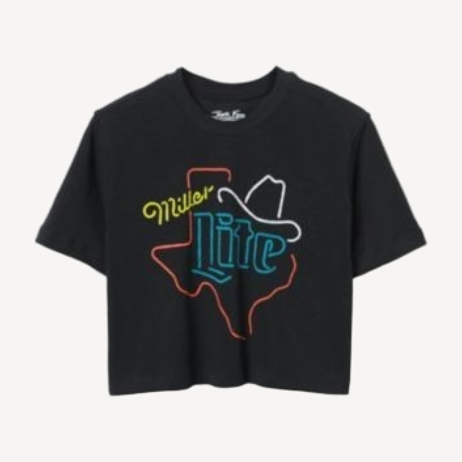 Junk Food Clothing Women's Miller Lite Texas Mock Neck Crop Tee