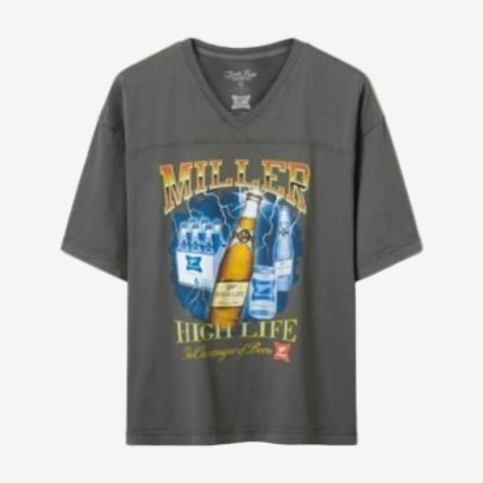 Junk Food Clothing Unisex Miller High Life Lightning Bottles V-Neck Hockey Tee