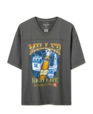 Junk Food Clothing Unisex Miller High Life Lightning Bottles V-Neck Hockey Tee