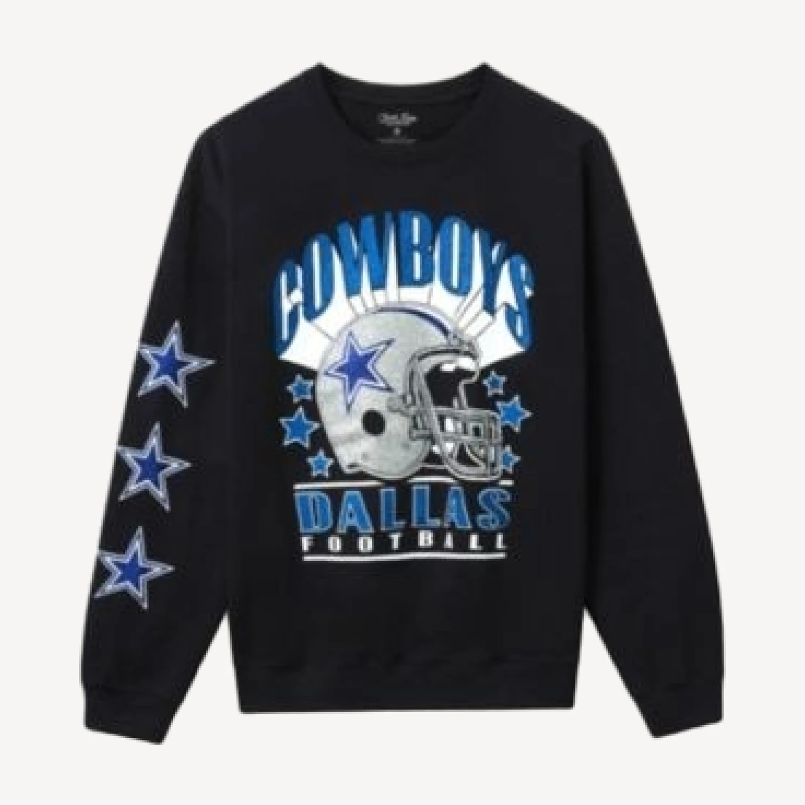 Junk Food Clothing Unisex Nfl Dallas Cowboys Glitter Helmet Flea Market Crew Fleece Sweatshirt