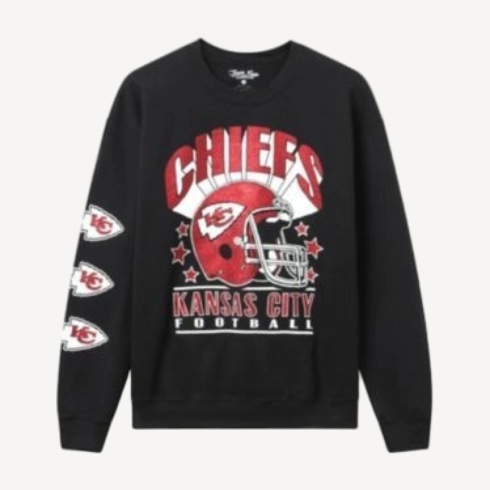 Junk Food Clothing Unisex Nfl Kansas City Chiefs Glitter Helmet Flea Market Crew Fleece