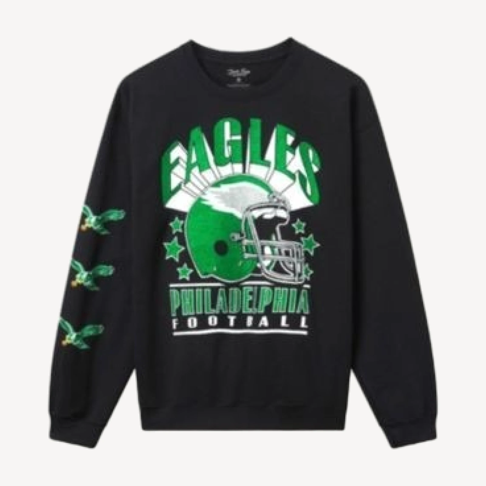 Junk Food Clothing Unisex Nfl Philadelphia Eagles Glitter Helmet Flea Market Crew Fleece