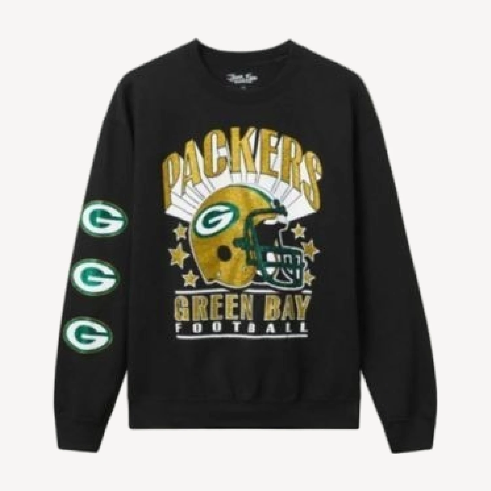 Junk Food Clothing Unisex Nfl Green Bay Packers Glitter Helmet Flea Market Crew Fleece