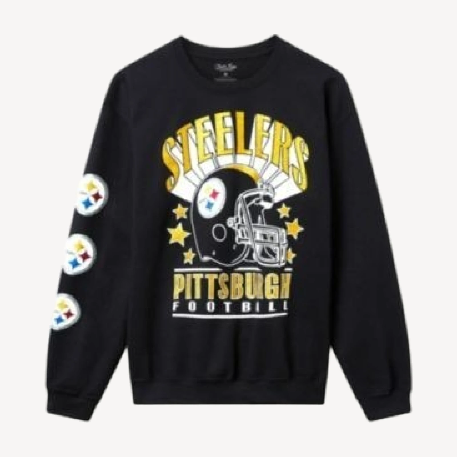 Junk Food Clothing Unisex Nfl Pittsburgh Steelers Glitter Helmet Flea Market Crew Fleece