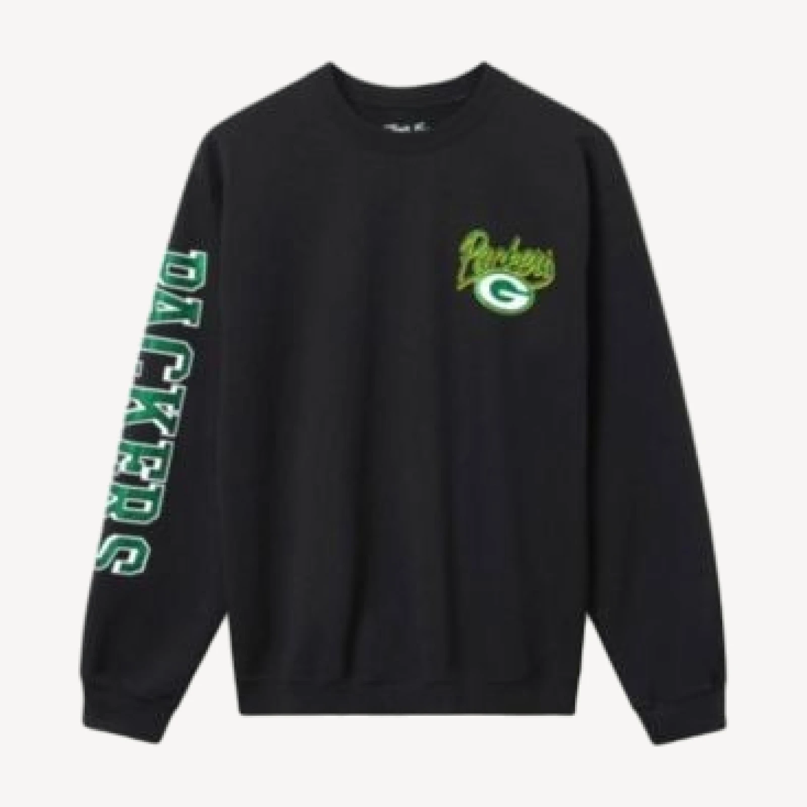 Junk Food Clothing Unisex Nfl Green Bay Packers Glitter Flea Market Crew Fleece Sweatshirt