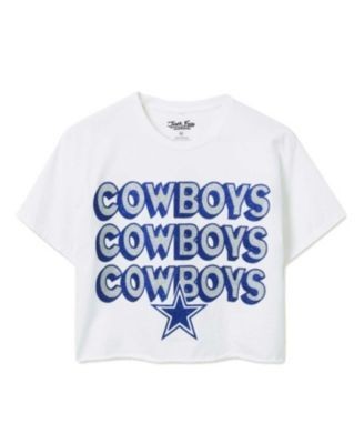 Junk Food Clothing Women's Nfl Dallas Cowboys Repeat Glitter Flea Market Crop Tee