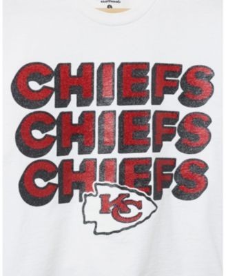 Junk Food Clothing Women's Nfl Kansas City Chiefs Repeat Glitter Flea Market Crop Tee