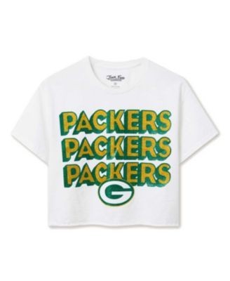 Junk Food Clothing Women's Nfl Green Bay Packers Repeat Glitter Flea Market Crop Tee