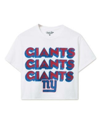 Junk Food Clothing Women's Nfl New York Giants Repeat Glitter Flea Market Crop Tee
